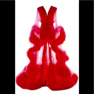 Old Hollywood Feather Robe for Women Long Lingerie - photo prop